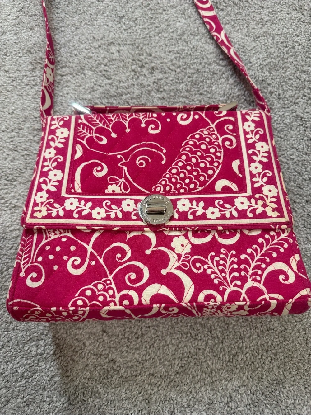 Vera Bradley Pink and Cream Crossbody Shoulder Bag